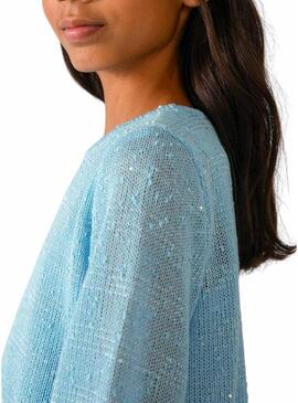 Camisola Mayoral em malha fina azul céu para menina