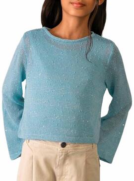 Camisola Mayoral em malha fina azul céu para menina