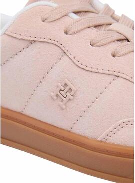 Tênis Tommy Jeans Heritage Monogram rosa para mulher.