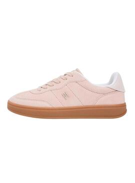 Tênis Tommy Jeans Heritage Monogram rosa para mulher.