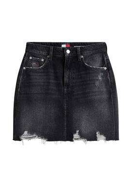 Saia curta Tommy Jeans Mom preta para mulher.