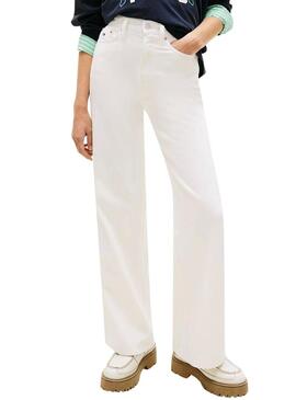 Calça jeans Tommy Jeans Claire branca para mulher.