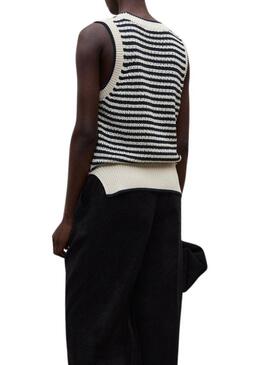 Camisola Ecoalf Tulip bege com estampa de riscas para mulher.