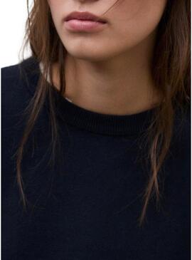 Camisola Ecoalf Koa azul marinho listrada para mulher.