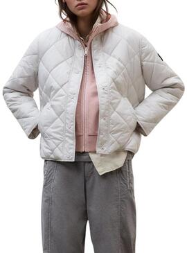 Casaco Ecoalf Musa Rhomb beige para mulher.