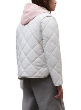 Casaco Ecoalf Musa Rhomb beige para mulher.