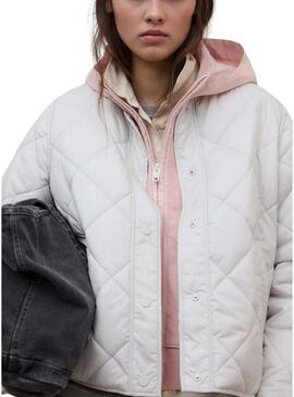 Casaco Ecoalf Musa Rhomb beige para mulher.