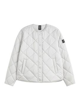 Casaco Ecoalf Musa Rhomb beige para mulher.