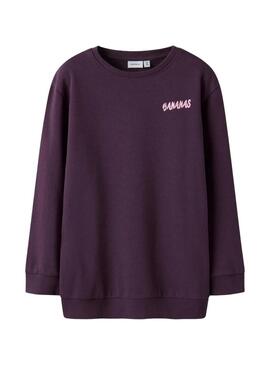 Moletom Name It Bellis estampado de bananas roxas para meninas.