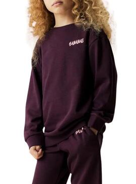 Moletom Name It Bellis estampado de bananas roxas para meninas.