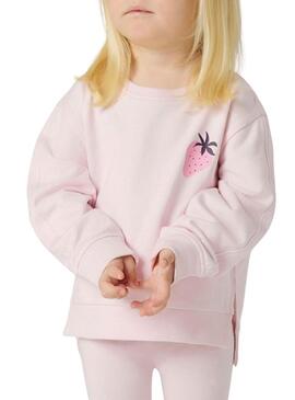 Moletom Name It Bissine com detalhe de morango rosa claro para menina.