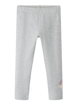 Leggings Name It Bilona arco-íris cinza claro para menina.