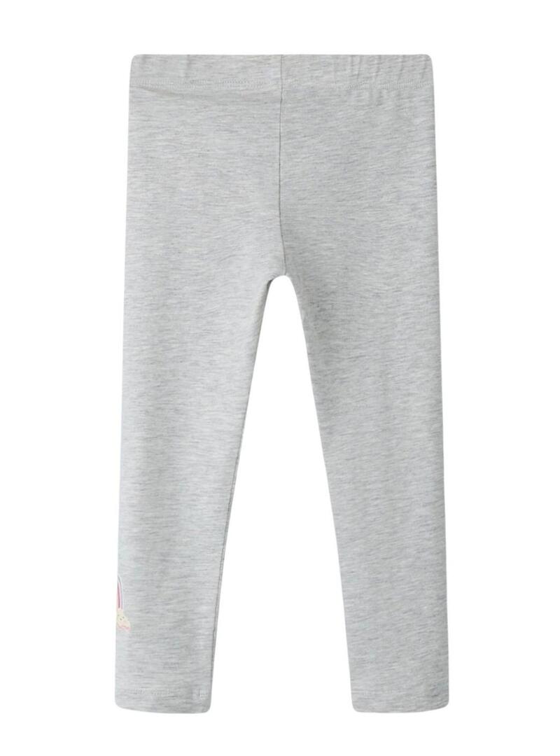 Leggings Name It Bilona arco-íris cinza claro para menina.