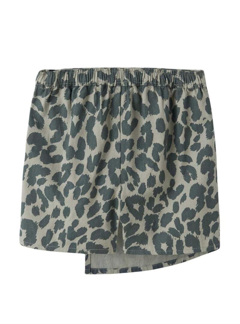 Calça curta Name It estampada animal cinza para menina.