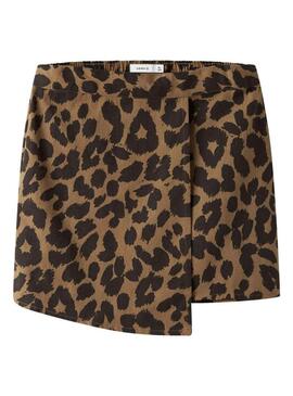 Calça curta estampada animal print marrom da Name It para menina