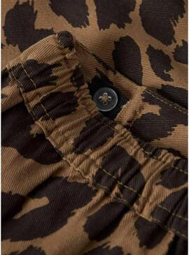 Calça curta estampada animal print marrom da Name It para menina