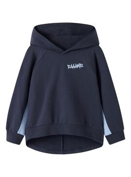 Moletom com capuz Name It azul marinho dinossauro para menino.