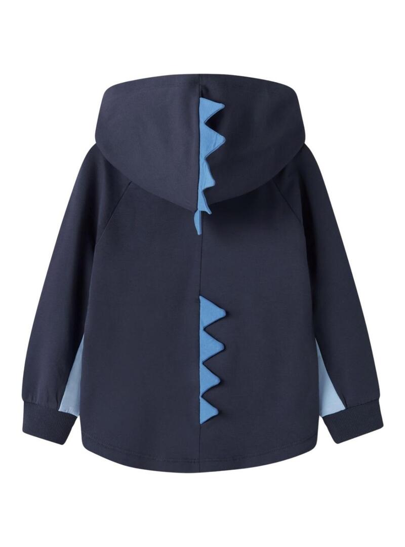 Moletom com capuz Name It azul marinho dinossauro para menino.