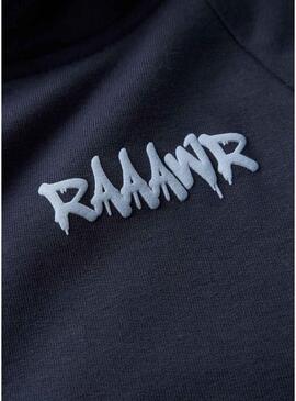 Moletom com capuz Name It azul marinho dinossauro para menino.