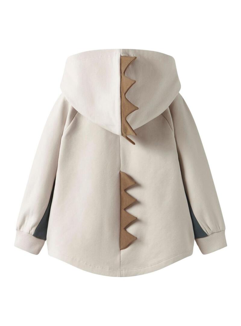 Moletom com capuz Name It bege dinossauro para menino.