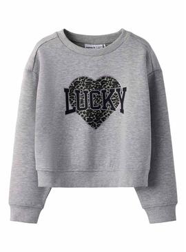Moletom Name It Lucky cinza para menina
