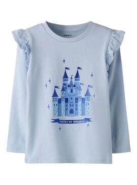 Camiseta Name It castelo azul céu para menina.