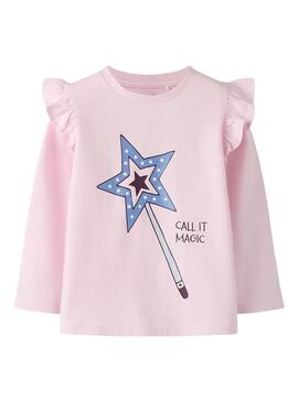 Camiseta Name It varinha mágica rosa para menina