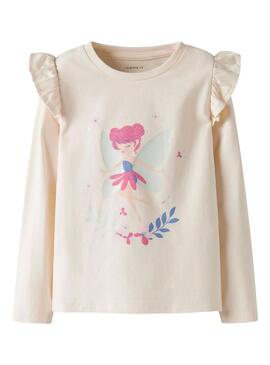 Camiseta Name It fada bege claro para menina.