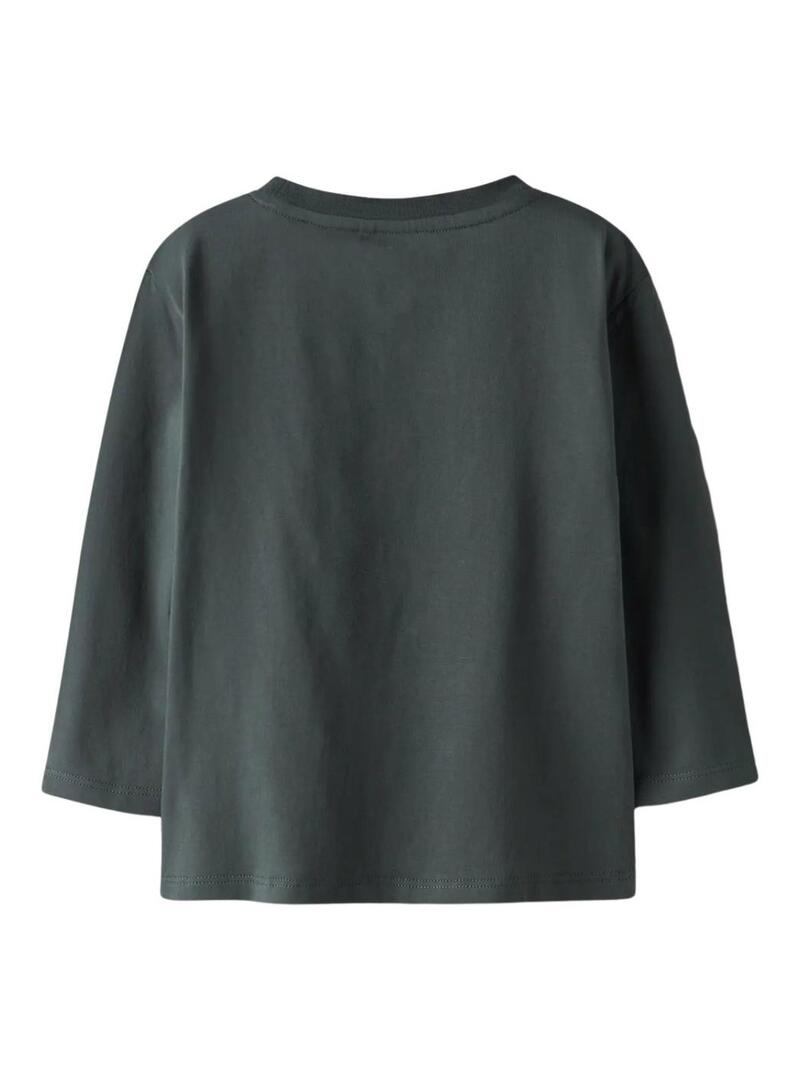 Camiseta Name It dinossauro verde escuro para menino.