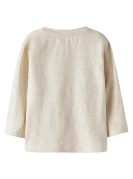 Camiseta Name It bola de tênis vibes cool bege para menino.