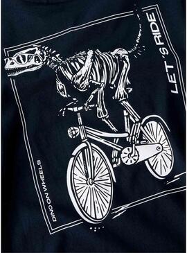 Camiseta Name It dinossauro bicicleta azul marinho para menino