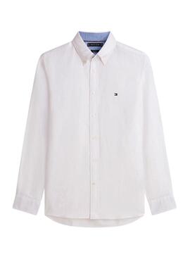 Camisa de linho Tommy Hilfiger Linen Blend branca para homem.