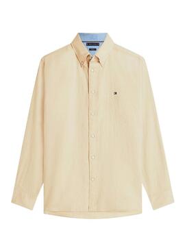 Camisa de linho Tommy Hilfiger Linen Blend bege para homem