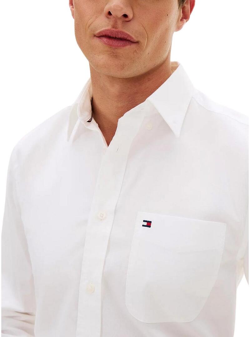 Camisa Tommy Hilfiger Light Oxford branca para homem.