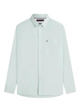 Camisa Tommy Hilfiger Light Oxford listras verde para homem.