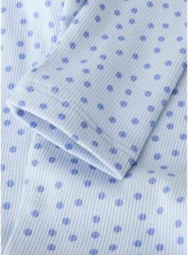 Leggings Name It em azul com bolinhas para menina.