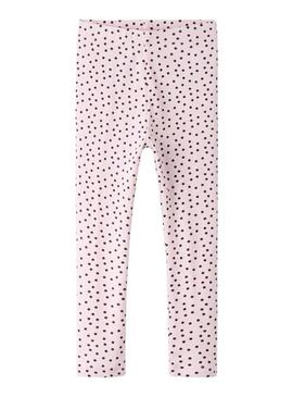 Leggings Name It com bolinhas cor-de-rosa para menina.