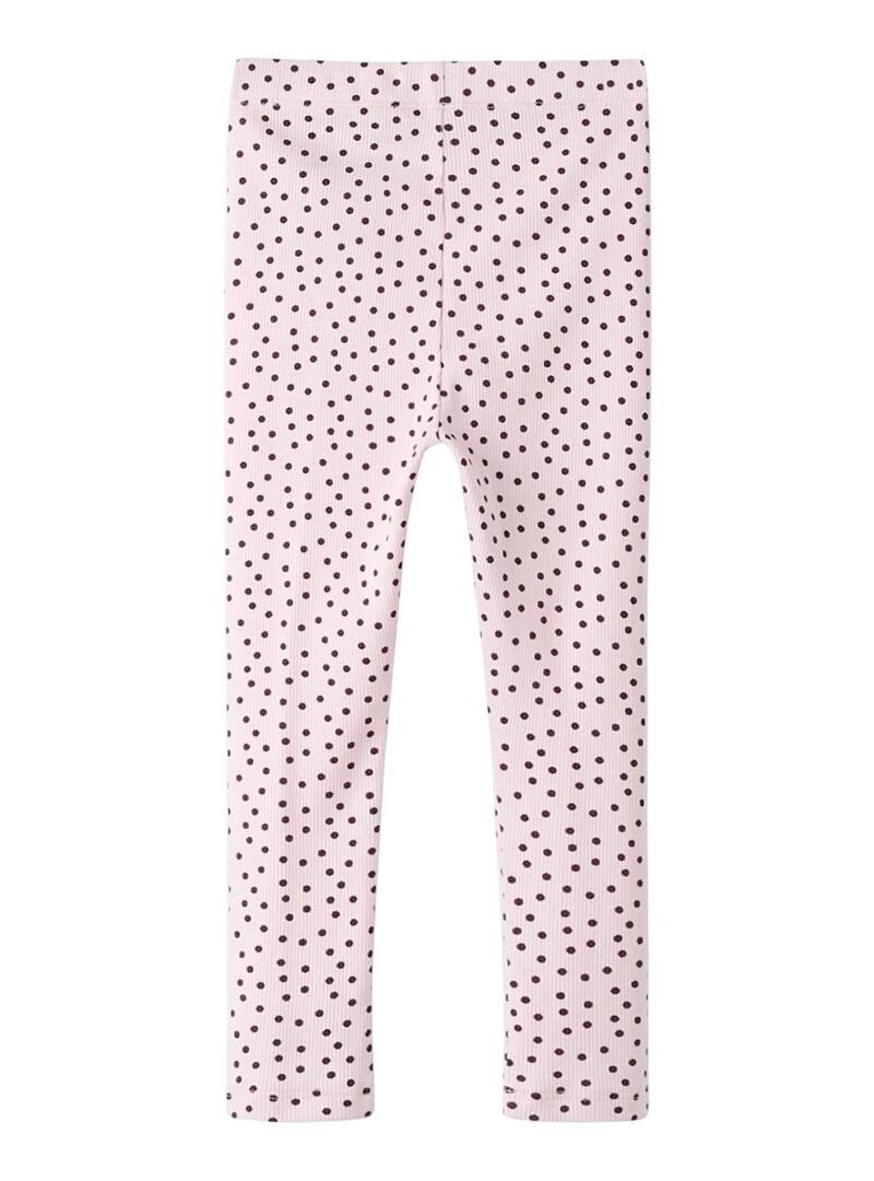 Leggings Name It com bolinhas cor-de-rosa para menina.