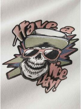 Moletom Name It com capuz caveira cru para menino.