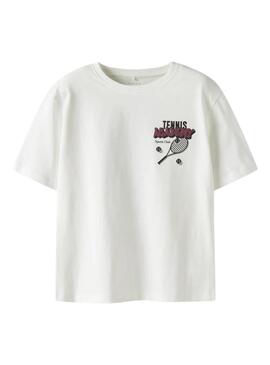 Camiseta Name It ténis academia bege para menino.