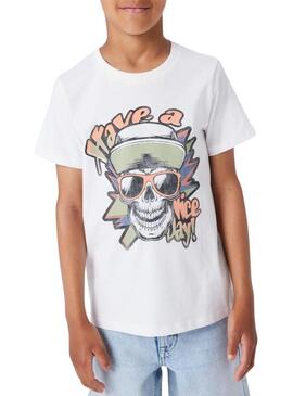 Camiseta Name It caveira bege para criança