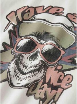 Camiseta Name It caveira bege para criança