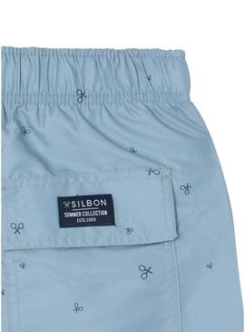 Calção de banho Silbon raquetas azul claro para homem.
