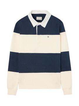 Moletom polo Silbon listrado azul e branco para homem.