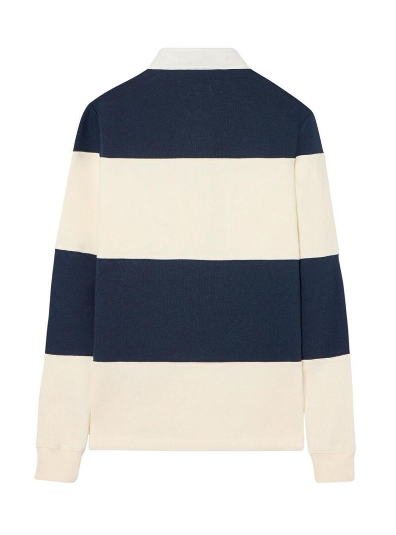 Moletom polo Silbon listrado azul e branco para homem.