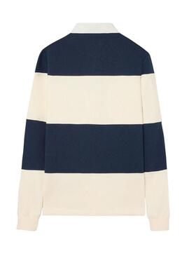 Moletom polo Silbon listrado azul e branco para homem.