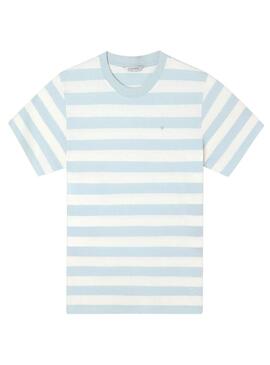 Camiseta Silbon listras azul e branco para homem