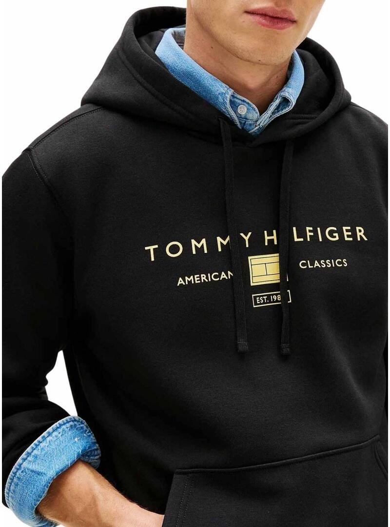 Moletom Tommy Hilfiger Brand Love preto para homem.