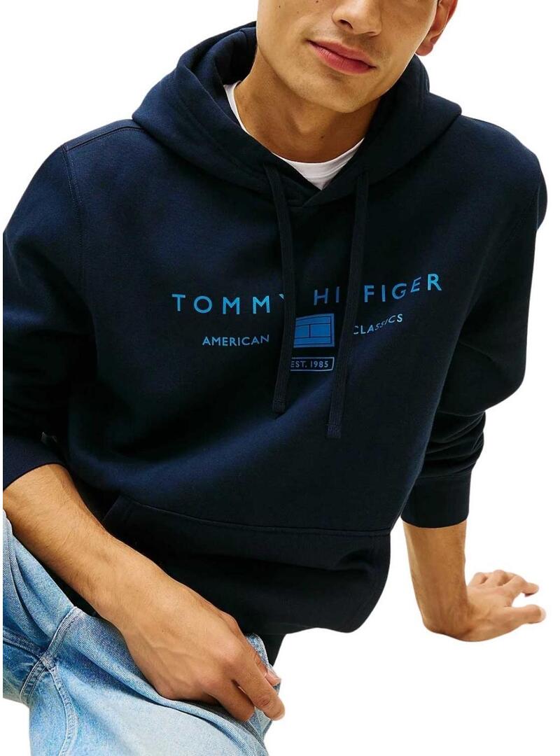 Moletom Tommy Hilfiger Brand Love azul marinho para homens.