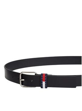 Cinto de couro Tommy Jeans Ryan azul marinho para homem